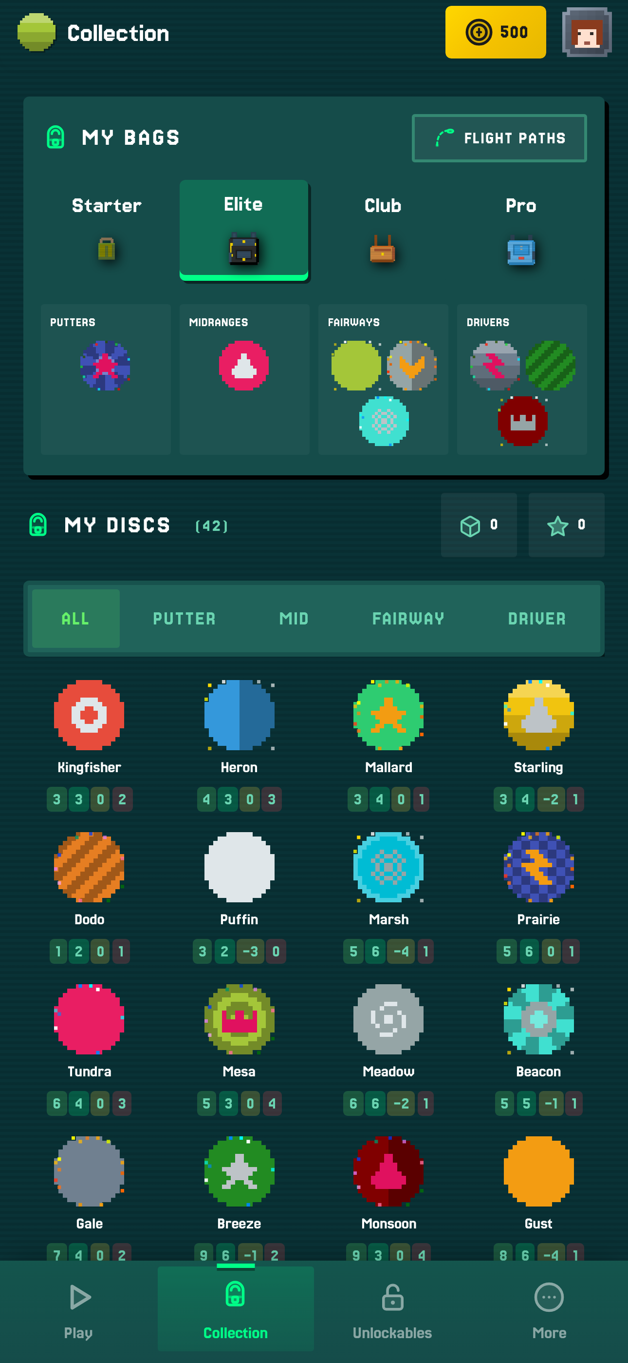 Disc collection screen