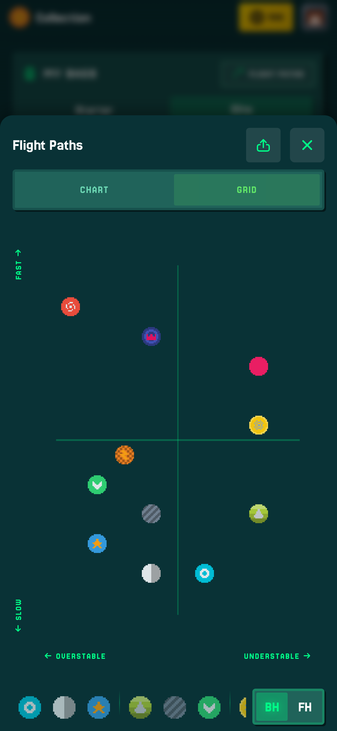 Disc flight paths screen